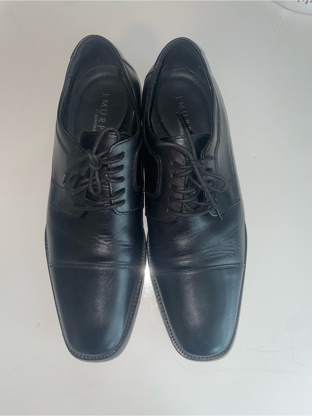 Johnston & Murphy Black Leather Lace-Up Oxfords